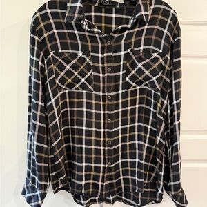 Sanctuary Black and White Plaid Shirt Medium Soft Cabincore